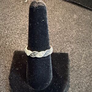 Intricate Silver Marcasite Crystal Eternity Ring